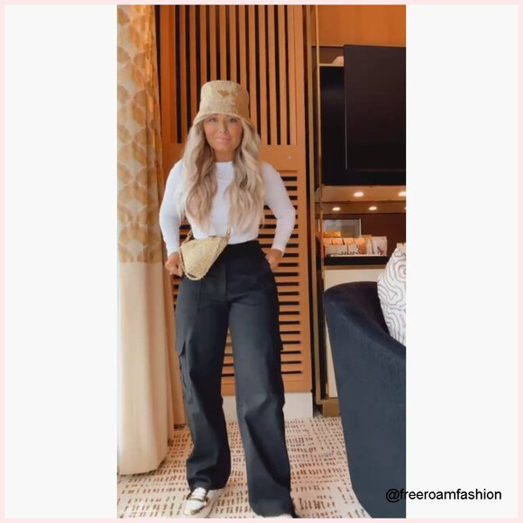 High Waisted Cargo Pants Wide Leg 6 Pocket Combat Military Trousers - Picture 7 of 7